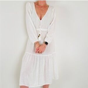 Joie Cream Tiered Wrap dress‎ size medium gathered waist